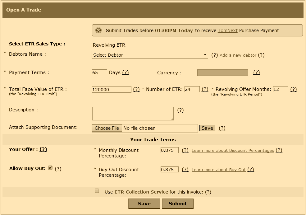 Open a Trade interface